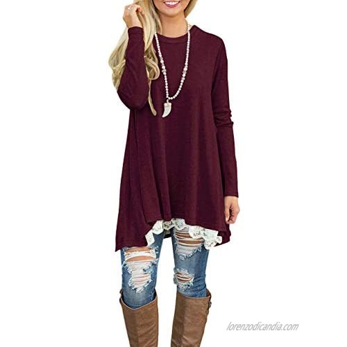 Sanifer Women Lace Long Sleeve Tunic Top Blouse