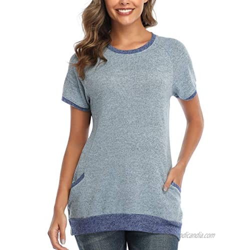 Womens Summer Tops Casual Short Sleeve Blouse T Shirts Tee Tunic