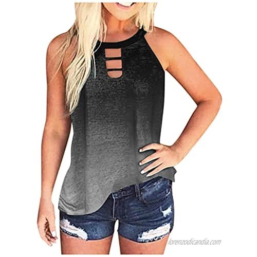 Aukbays Summer Tie Dye Tank Tops for Women  Casual Sleeveless Loose Fit Cut Out Keyhole Back Tank Tees Shirts Blouses