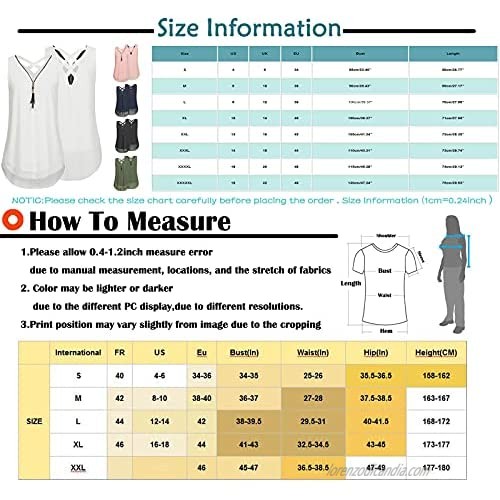 Bisitoy Womens Tank Tops Cross Chest Hollow Out Vest Ruffle Hem V-Neck Sleeveless Camisole Summer Casual Sling Tunic