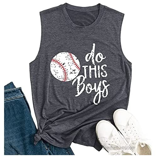 GXLONG Women Summer Tops Baseball Mom Tank Tops Baseball Love Graphic Tee Shirts Women Summer Letter Print Sleeveless Shirt