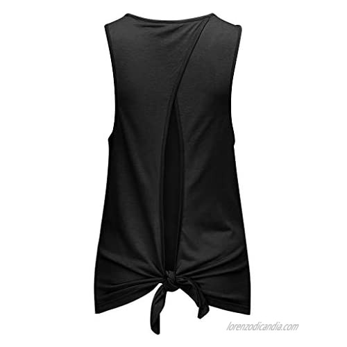 Portazai Women Tank Tops Workout Sports Shirts Backless Sleeveless Blouses Casual Tunics Gym Exercise Athletic Yoga Tops