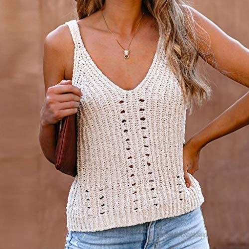 SERYU Womens Summer Knit Tank Top Racerback Casual Loose Solid Sleeveless Vest