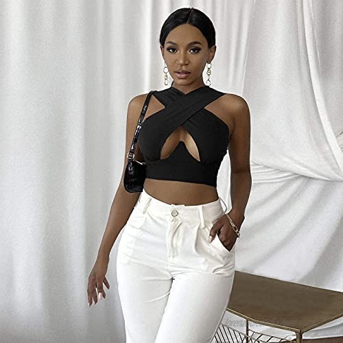 Sexy Criss Cross Sling Tops for Women Hollow Out Off Shoulder Solid Color Crop Tops Fashion Slim Party Charming Vest
