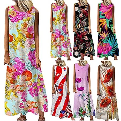 Women Maxi Sun Dresses with Pockets Cami Strapless That Hide Belly Fat Bench Sling Halter