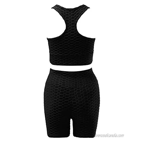 Workout Sets for Women Summer T-shirts 2 Piece Outfits Solid Color High Waist Sport Yoga Sets Casual Jogging Tracksuits