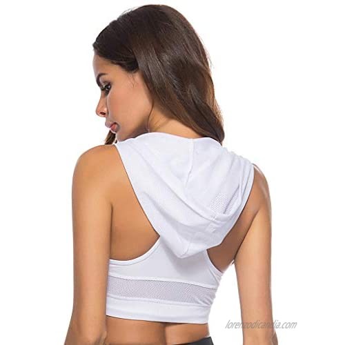 Yoga Tank Tops for Women Racerback Sports Bras High Impact Workout Yoga Gym Fitness Hoodie Vest Camis
