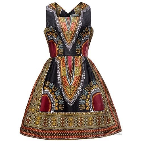 Shenbolen Woman African Print Dress Dashiki Traditional Dress Party Dresses