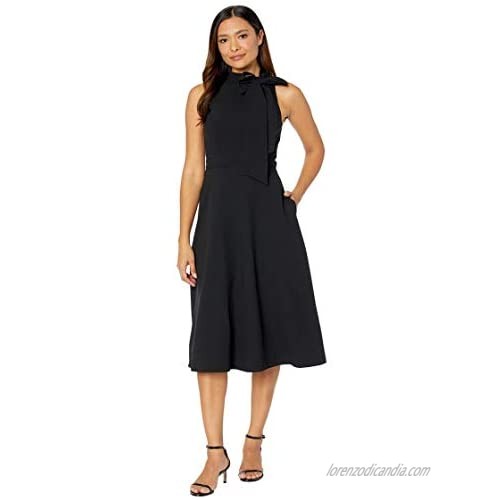 Vince Camuto Women's Midi Bow Neck Fit and Flare Dress