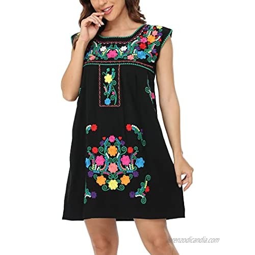 YZXDORWJ Women's Casual Boxy Fit Skirts Mexican Embroidered Peasant Dresse
