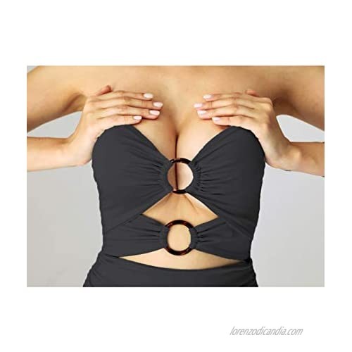 JMSHIHUA Womens Sexy Off Shoulder Tube Cutout Ruched O-Ring Bodycon Mini Club Dresses