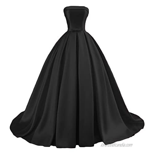 Prom Dresses Ball Gowns for Women Formal Satin Long Strapless Party Wedding Evening Dress